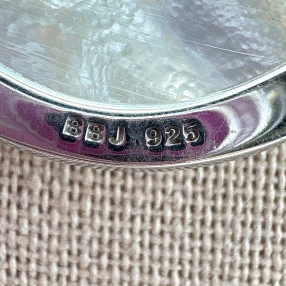 Sterling Silver 925 Mother of Pearl Scroll Pendant Necklace Size 23.5" Length - Picture 9 of 16